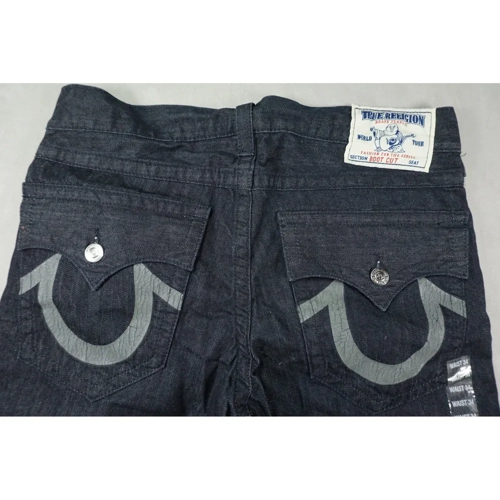 NWT True Religion Bootcut Jeans Mens 36x34‎ Dark Wash Made in USA Horseshoe Logo